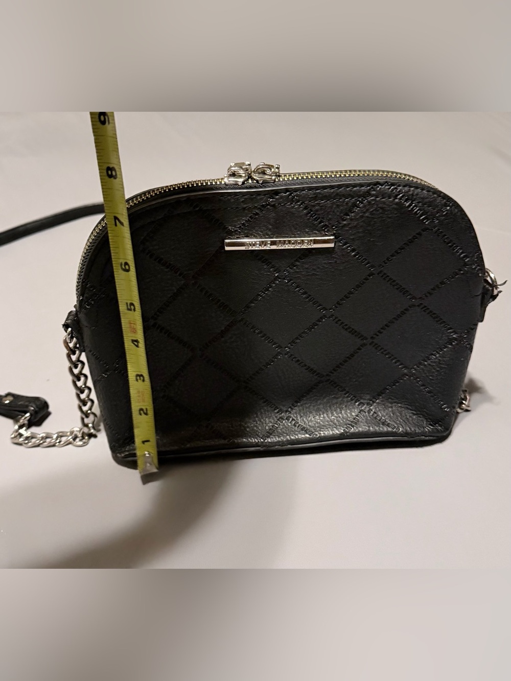 Steve Madden Faux Leather Crossbody Bag in Black with Silver Chain - Picture 12 of 16